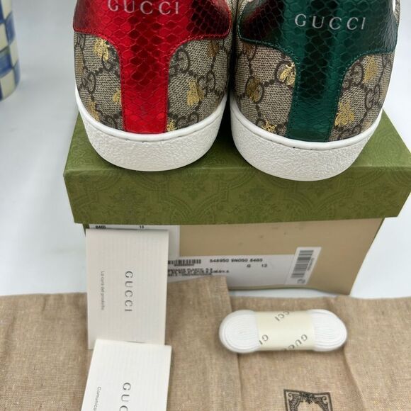 Men's Gucci, GG Supreme ace bee sneakers size 13 made in Italy - Picture 6 of 10